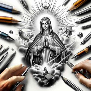mary tattoo design ideas intricate shading holy presence for hand