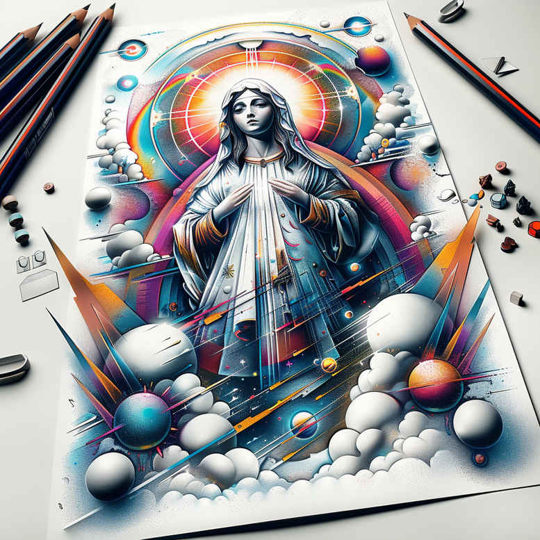 mary tattoo design ideas minimal holy presence for triceps