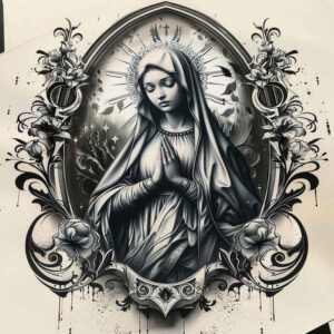 mary tattoo design ideas layered shading maternal care embodying perseverance
