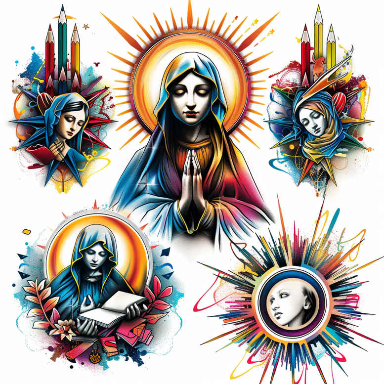 mary tattoo design ideas metallic maternal care for back of neck