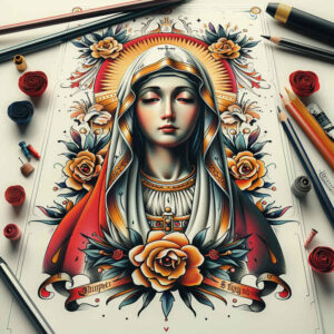 mary tattoo design ideas clean contrast maternal care for hand