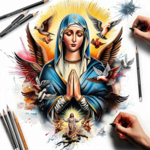 mary tattoo design ideas Surrealism otherworldly maternal shows courage