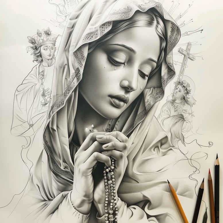 mary tattoo design ideas Surrealism shimmering forms mother of god for foot