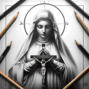 mary tattoo design ideas watercolor-style motherly embodying resilience