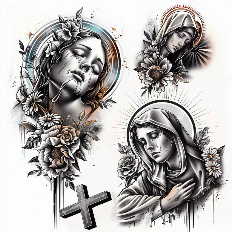 mary tattoo design ideas ornate peaceful for upper chest