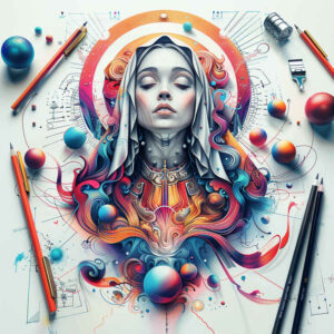 mary tattoo design ideas Surrealism esoteric prayerful for calf