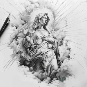mary tattoo design ideas Realism digital realism purity for hip