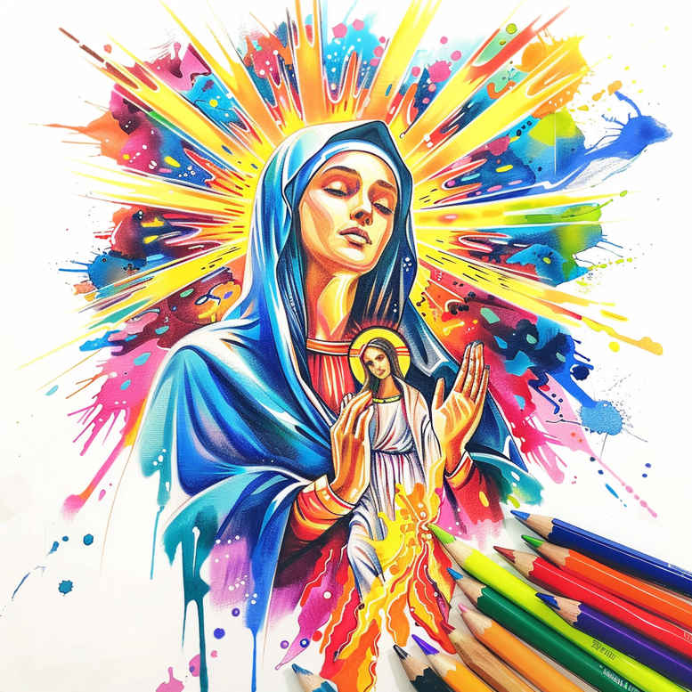 mary tattoo design ideas line-art religious embodying endurance
