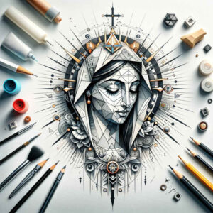 mary tattoo design ideas Surrealism psychedelic religious iconography represents determination