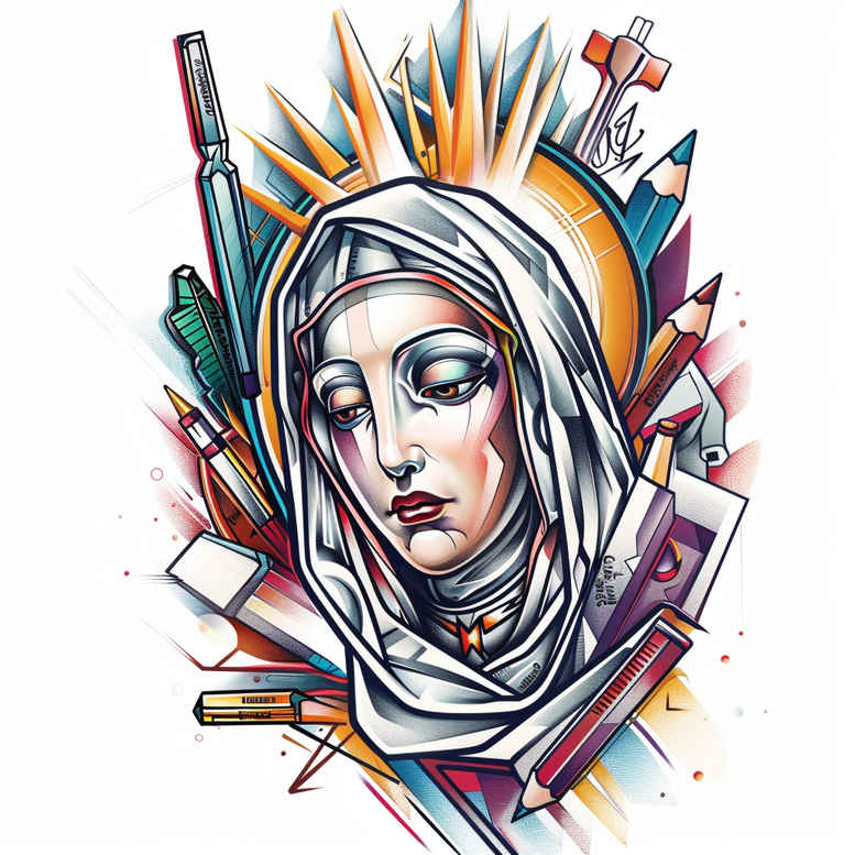 mary tattoo design ideas minimalist sacred figure for calf