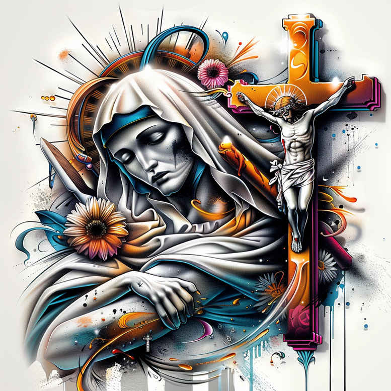 mary tattoo design ideas Realism realistic dimension sacred figure symbol of resilience