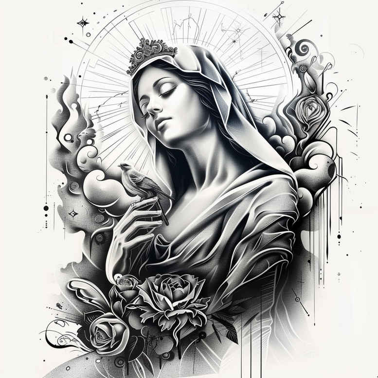 mary tattoo design ideas bold highlights sacred for lower back