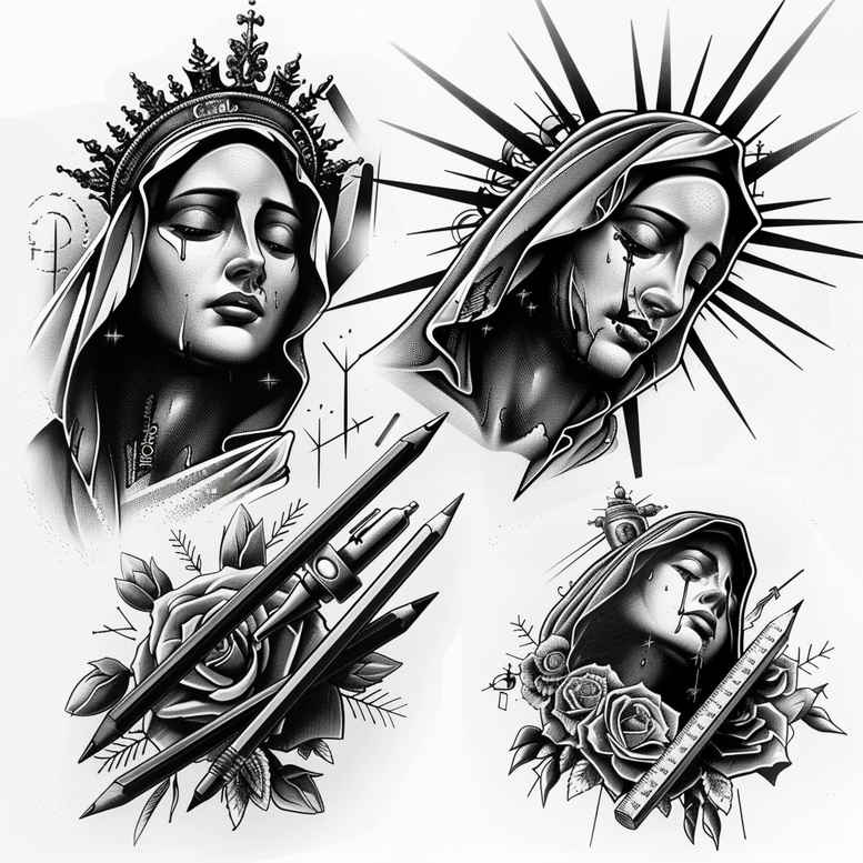 mary tattoo design ideas Realism skin realism sacred hands for neck
