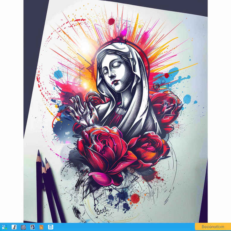 mary tattoo design ideas Surrealism unconscious imagery sacred heart embodying endurance