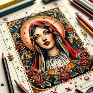 mary tattoo design ideas Surrealism phantom sacred heart shows determination