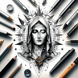 mary tattoo design ideas vivid gradients serene expression for forearm