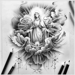 mary tattoo design ideas Realism perfect proportions serene stands for determination
