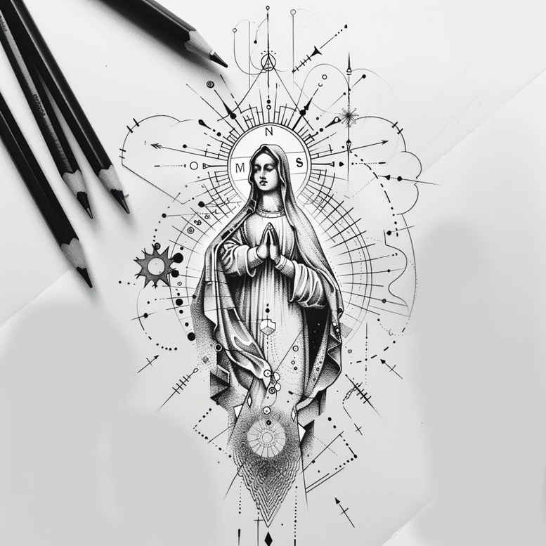 mary tattoo design ideas defined outlines spiritual for chest