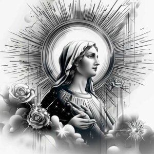 mary tattoo design ideas rich shading spiritual for lower thigh