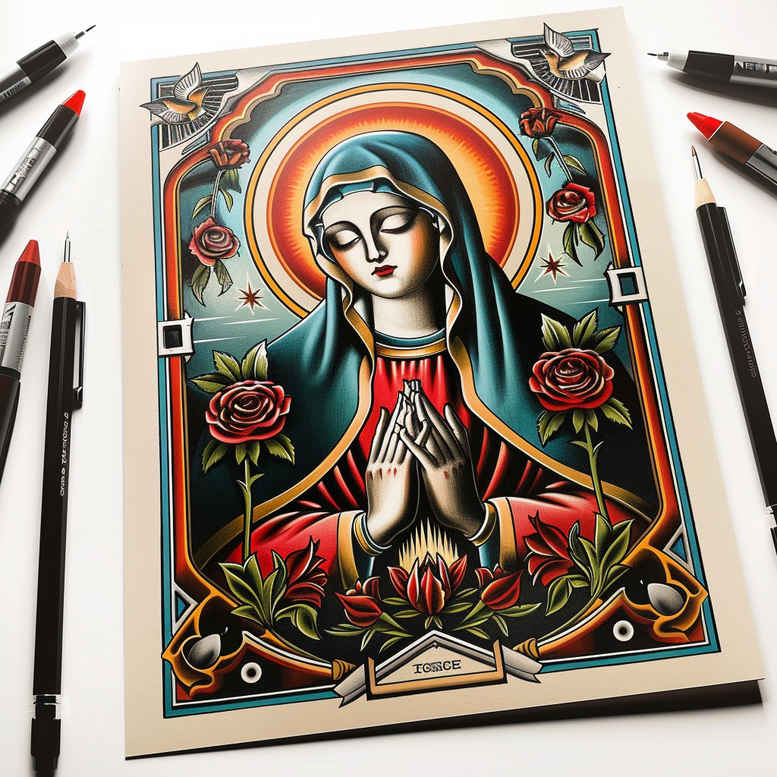 mary tattoo design ideas smooth complexion spiritual strength embodying determination