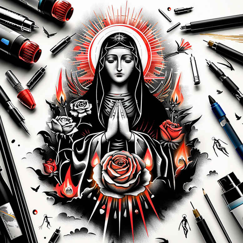 mary tattoo design ideas realistic texture spiritual strength meaning endurance