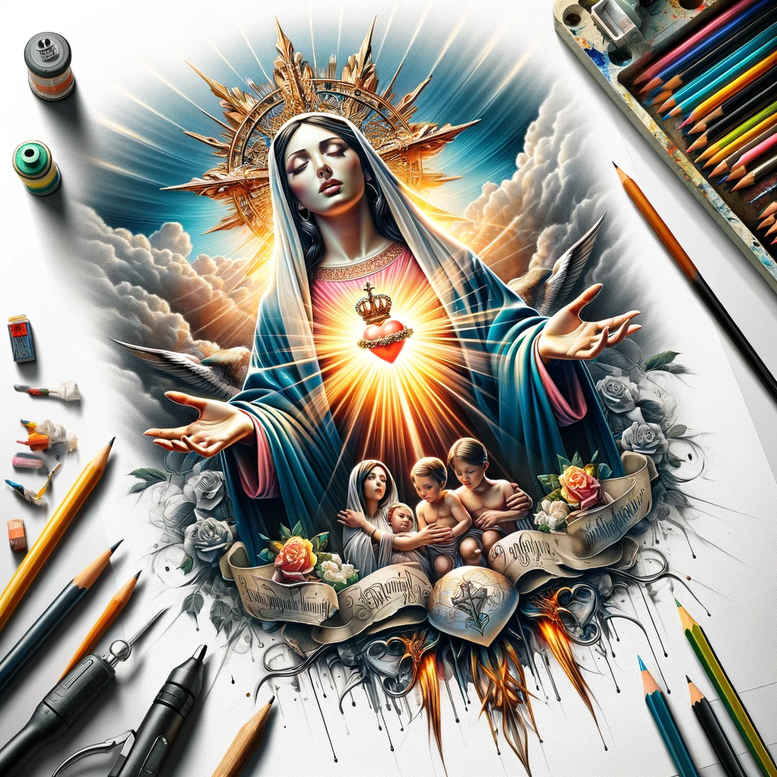 mary tattoo design ideas Surrealism distorted reality spiritual strength stands for determination