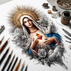 mary tattoo design ideas accent shading symbolic for ankle