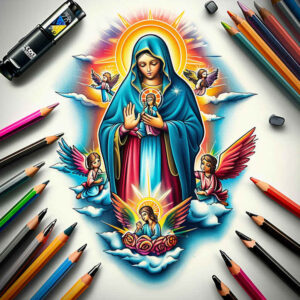 virgin-mary – tattoo design ideas free ai generated – ink-precision – for-calf – Gallery: mary-inkby-ai