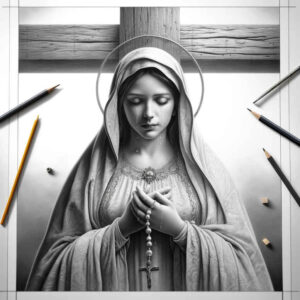 virgin-mary-with-heart – tattoo design ideas free ai generated – smooth-gradients – for-chest – Gallery: mary-inkby-ai