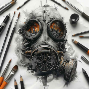 3d-effect-mask – tattoo design ideas free ai generated – neotraditional-color-depth – for-side – Gallery: masks-inkby-ai