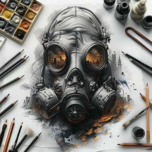 3d-effect-mask – tattoo design ideas free ai generated – neotraditional-detailed-linework – for-behind-ear – Gallery: masks-inkby-ai