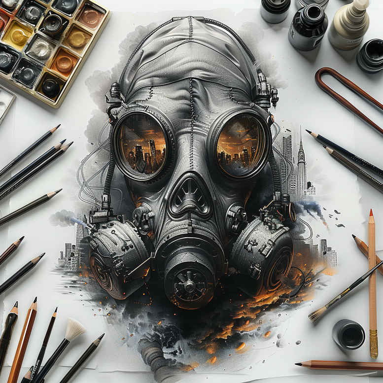 3d-effect-mask – tattoo design ideas free ai generated – neotraditional-detailed-linework – for-behind-ear – Gallery: masks-inkby-ai