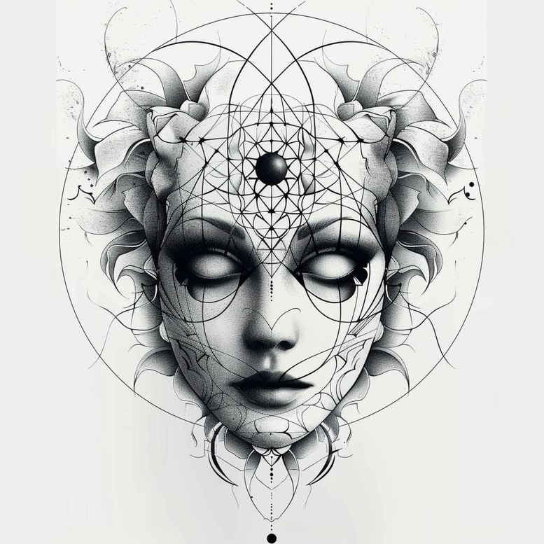 african-mask – tattoo design ideas free ai generated – neotraditional-soft-blending – for-upper-shoulder – Gallery: masks-inkby-ai