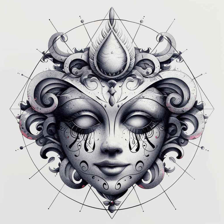african-mask – tattoo design ideas free ai generated – realism-dynamic-shadows – for-upper-shoulder – Gallery: masks-inkby-ai