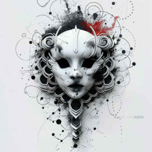 african-mask – tattoo design ideas free ai generated – surrealism-fluid-motion – for-thigh – Gallery: masks-inkby-ai