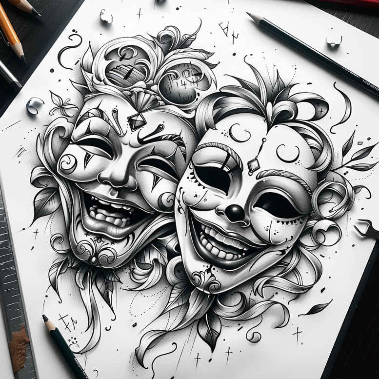 african-mask – tattoo design ideas free ai generated – surrealism-impossible-forms – for-sternum – Gallery: masks-inkby-ai