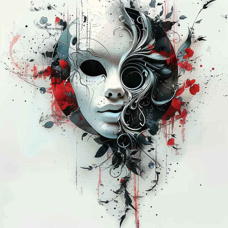 artistic-mask – tattoo design ideas free ai generated – realism-dimensional-ink – for-wrist – Gallery: masks-inkby-ai