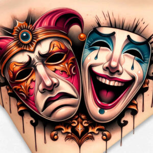 artistic-mask – tattoo design ideas free ai generated – realism-high-fidelity – for-behind-ear – Gallery: masks-inkby-ai