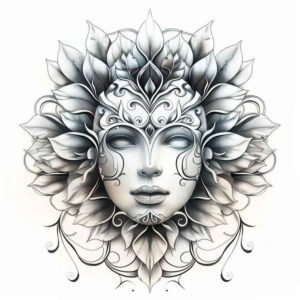 artistic-mask – tattoo design ideas free ai generated – realism-illusion-of-depth – for-wrist – Gallery: masks-inkby-ai