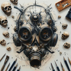 carnival-mask – tattoo design ideas free ai generated – surrealism-phantom-shadows – for-upper-thigh – Gallery: masks-inkby-ai