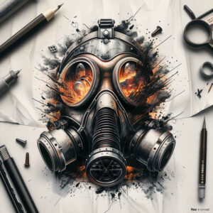 cultural-motif-mask – tattoo design ideas free ai generated – neotraditional-precise-lines – for-upper-thigh – Gallery: masks-inkby-ai