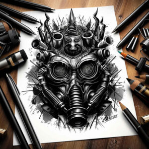 decorative-mask – tattoo design ideas free ai generated – neotraditional-soft-shadows – for-heel – Gallery: masks-inkby-ai