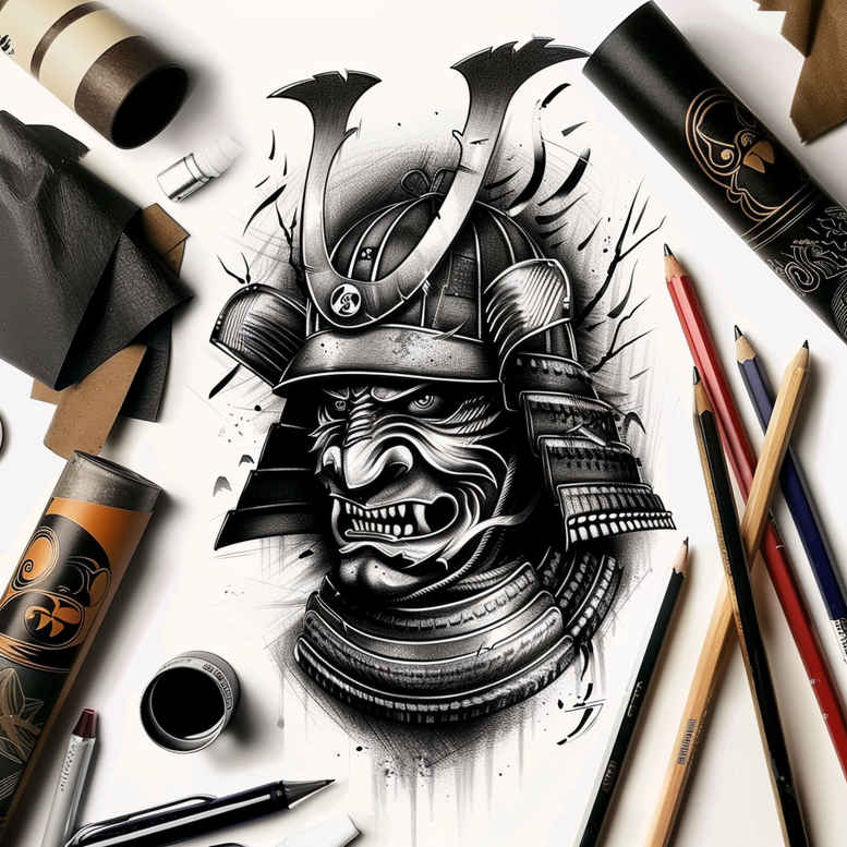 decorative-mask – tattoo design ideas free ai generated – realism-precise-anatomy – for-stomach – Gallery: masks-inkby-ai