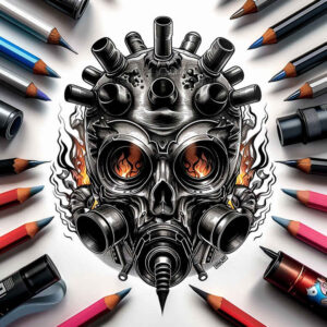 decorative-mask – tattoo design ideas free ai generated – surrealism-hyperreal – for-sternum – Gallery: masks-inkby-ai