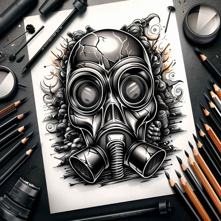 detailed-mask – tattoo design ideas free ai generated – neotraditional-dynamic-linework – for-foot – Gallery: masks-inkby-ai