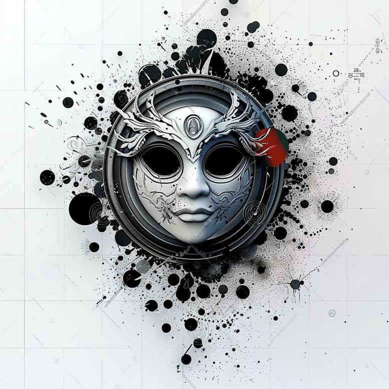 detailed-mask – tattoo design ideas free ai generated – realism-subtle-saturation – for-full-back – Gallery: masks-inkby-ai