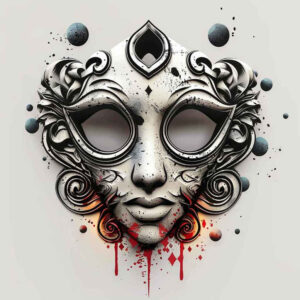 emotional-mask – tattoo design ideas free ai generated – neotraditional-gradient-fills – for-fingers – Gallery: masks-inkby-ai