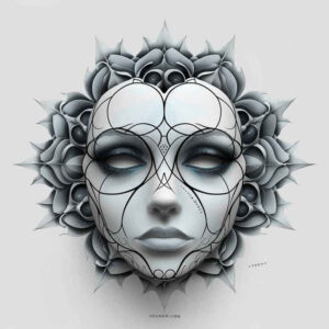 energetic-mask – tattoo design ideas free ai generated – realism-tattoo-reflection – for-back – Gallery: masks-inkby-ai