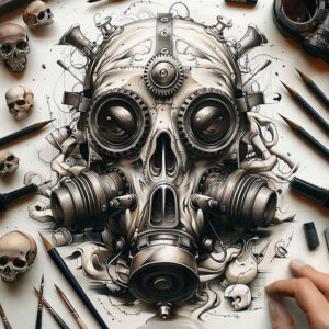 expressive-mask – tattoo design ideas free ai generated – realism-soft-transitions – for-scapula – Gallery: masks-inkby-ai