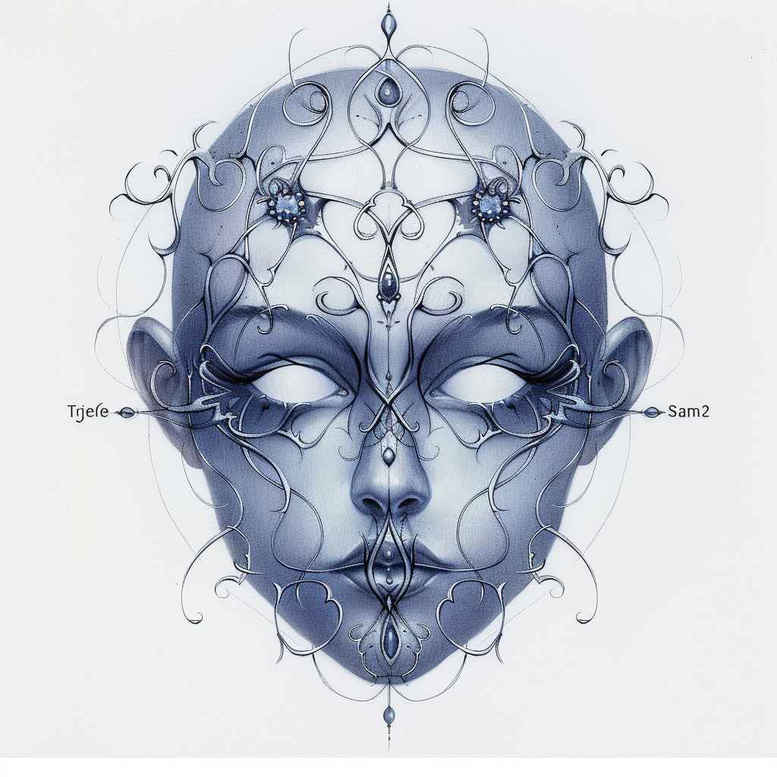 expressive-mask – tattoo design ideas free ai generated – realism-visual-truth – for-shoulder-blade – Gallery: masks-inkby-ai